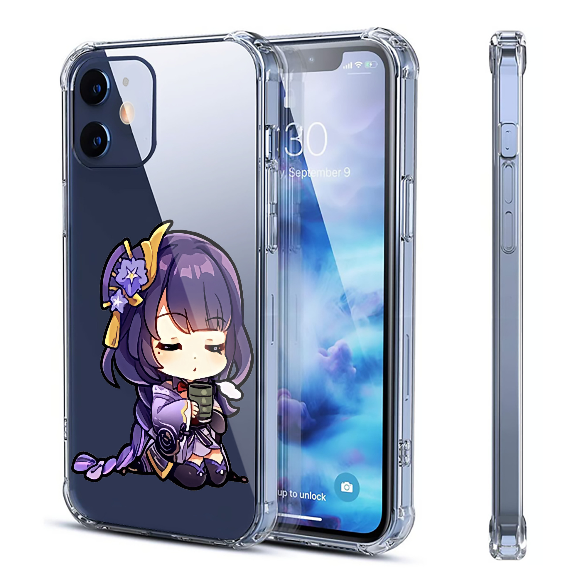 げんし神 雷電将軍 らいでんしょうぐん genshin Raiden Shogun 【iPhone 12シリーズ対応】透明スマホケース（クリアソフトケース）